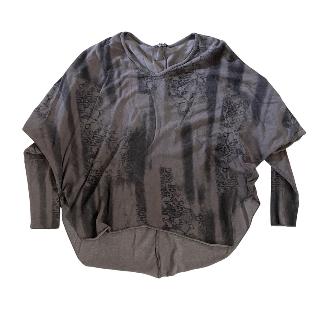 M‎ Made in Italy Gray Lace Print Oversized Batwing Sweater Small Mens Womens